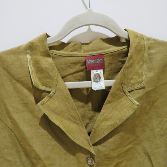 VINTAGE KENZO Linen Blend Lightweight Point Hem Blazer Academia Avant Garde - Picture 3 of 14